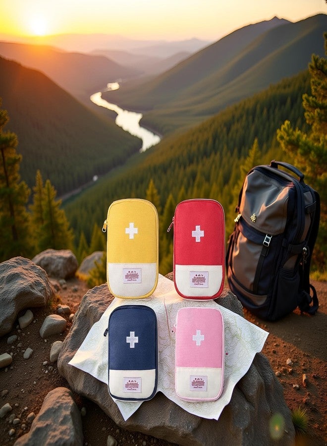 أربع حقائب إسعافات أولية صغيرة فارغة للسفر، حقيبة إسعافات أولية محمولة للاستخدام الخارجي، حقيبة متعددة الوظائف لتنظيم وتخزين الأدوية في حالات الطوارئ، لوازم صحية ومنزلية، مجموعات إسعافات أولية - Image 3